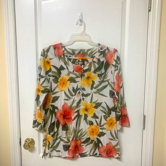 Caribbean Joe Floral Top. Size XL - Picture 1 of 7